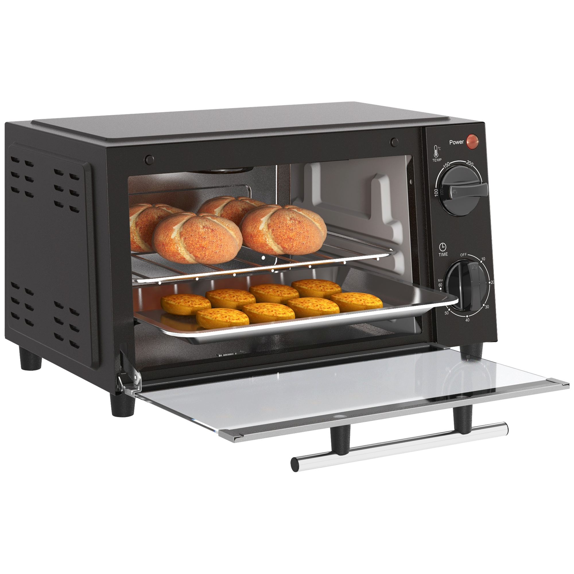 HOMCOM Minibackofen 9L Mini Ofen mit Backblech, Grillrost, 100 °C-230 °C, m günstig online kaufen