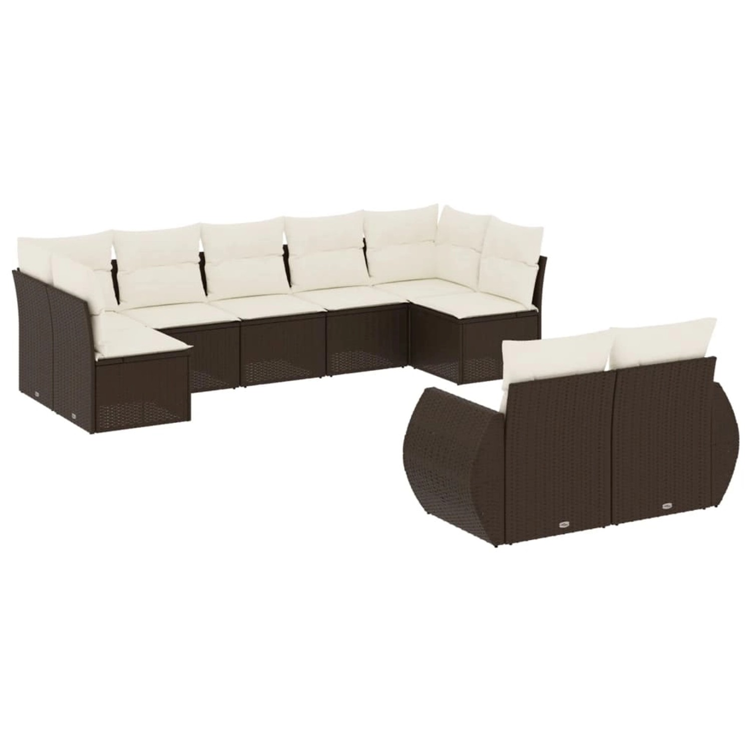 vidaXL 9-Tlg Garten-Sofagarnitur mit Kissen Braun Poly Rattan 3254160 günstig online kaufen