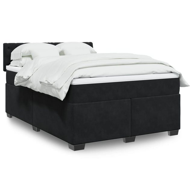 vidaXL Boxspringbett, Boxspringbett mit Matratze Schwarz 140x200 cm Samt günstig online kaufen