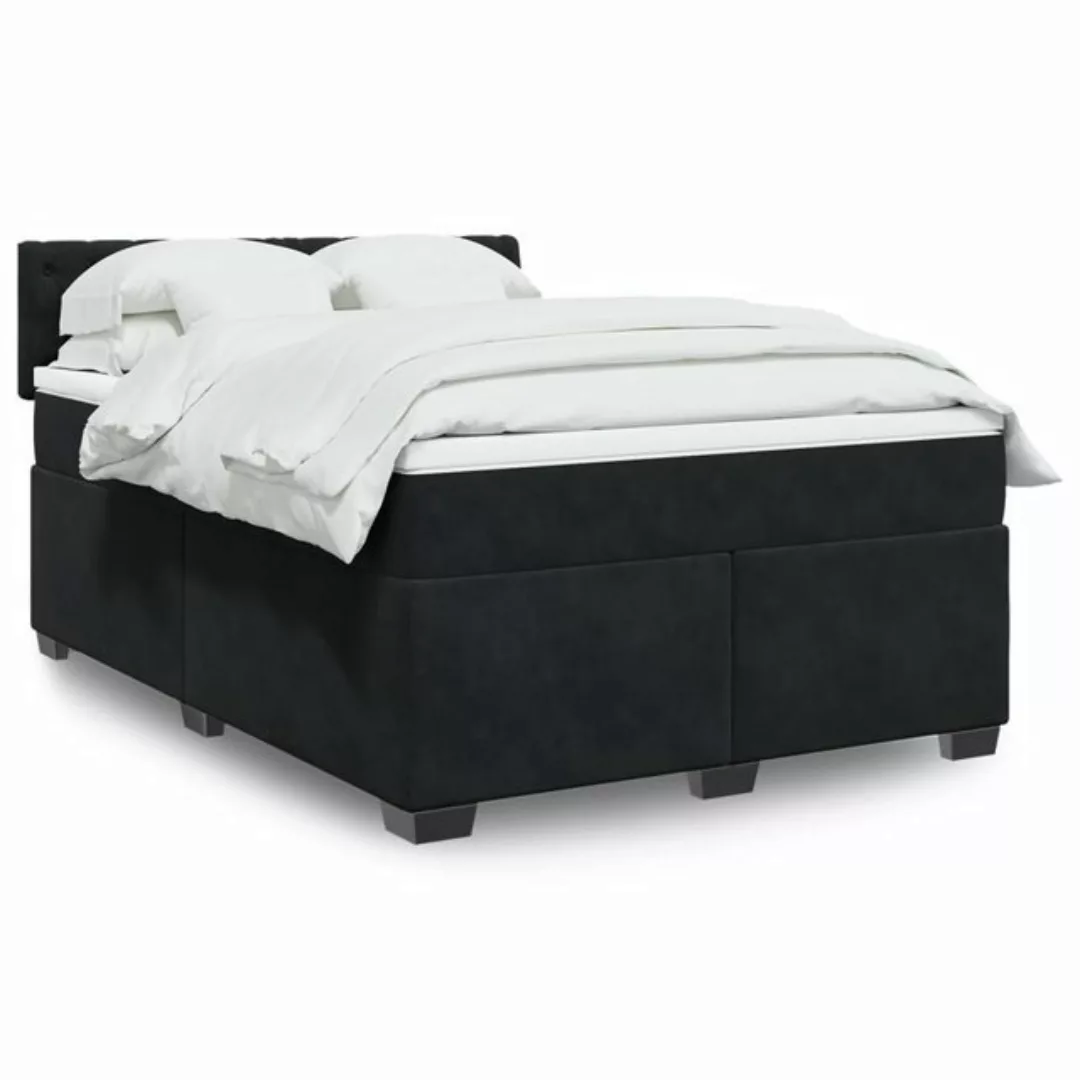 vidaXL Boxspringbett, Boxspringbett mit Matratze Schwarz 140x200 cm Samt günstig online kaufen