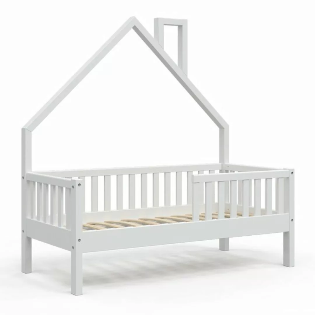 VitaliSpa® Hausbett Kinderbett Spielbett Noemi 70x140cm Weiß Rausfallschutz günstig online kaufen