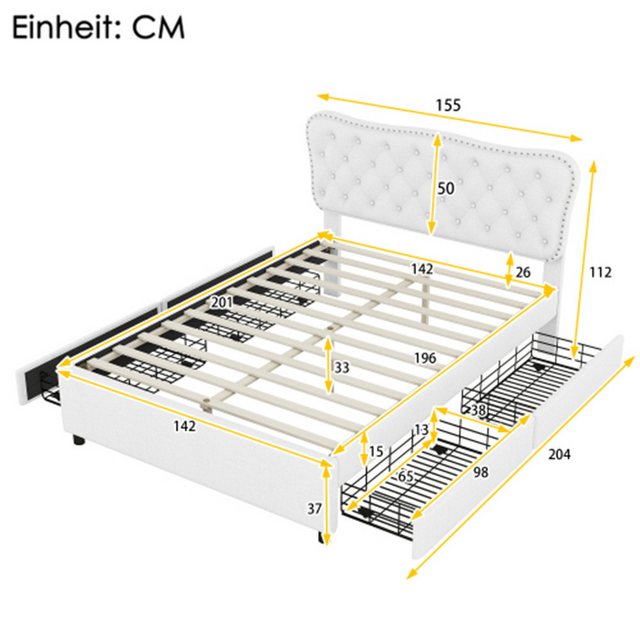 XDeer Polsterbett Polsterbett, Doppelbett, Podestbett, Polsterbett mit vier günstig online kaufen