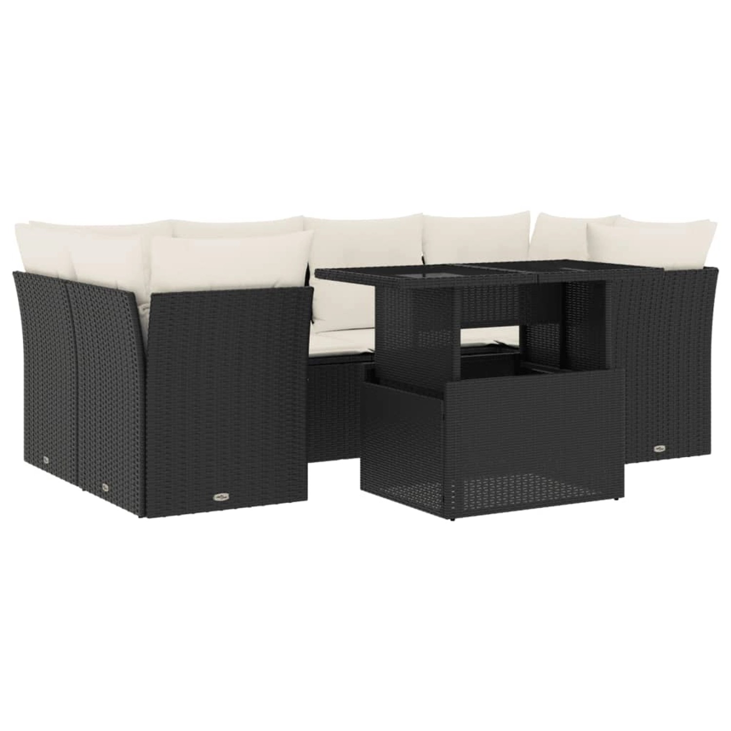 vidaXL 7-Tlg Garten-Sofagarnitur mit Kissen Schwarz Poly Rattan 3266376 günstig online kaufen