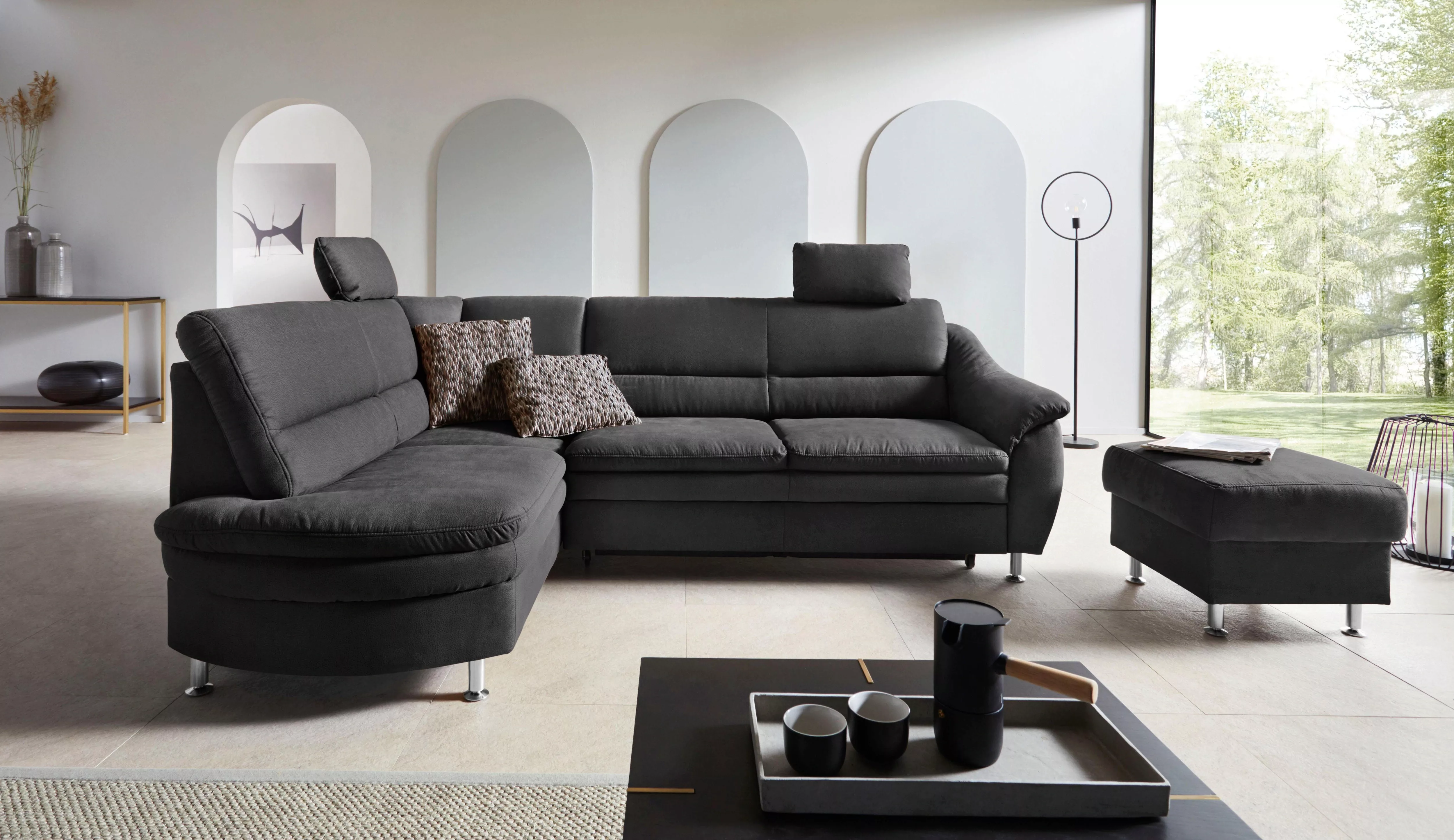 Places of Style Ecksofa "Cardoso L-Form", Federkern, wahlweise mit Bett, Sc günstig online kaufen