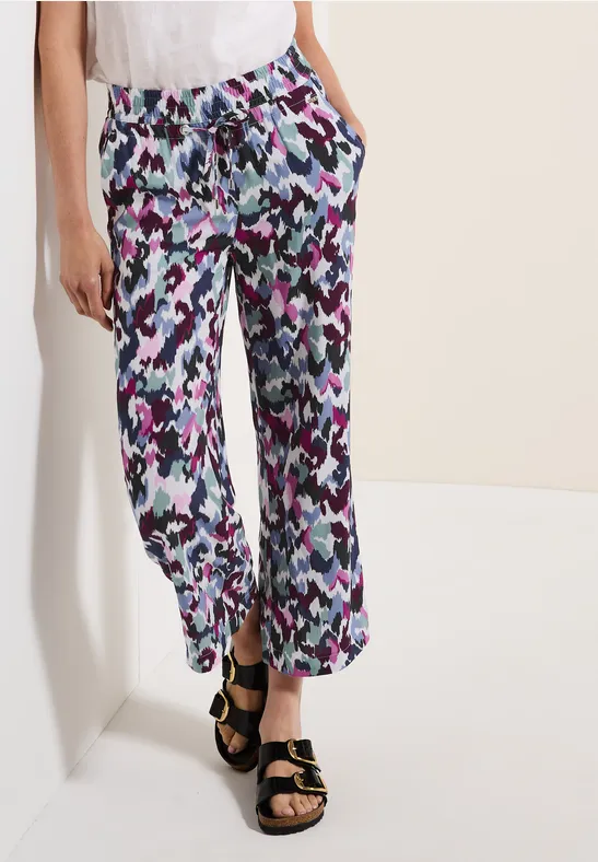 Gemusterte Wide Leg Hose günstig online kaufen
