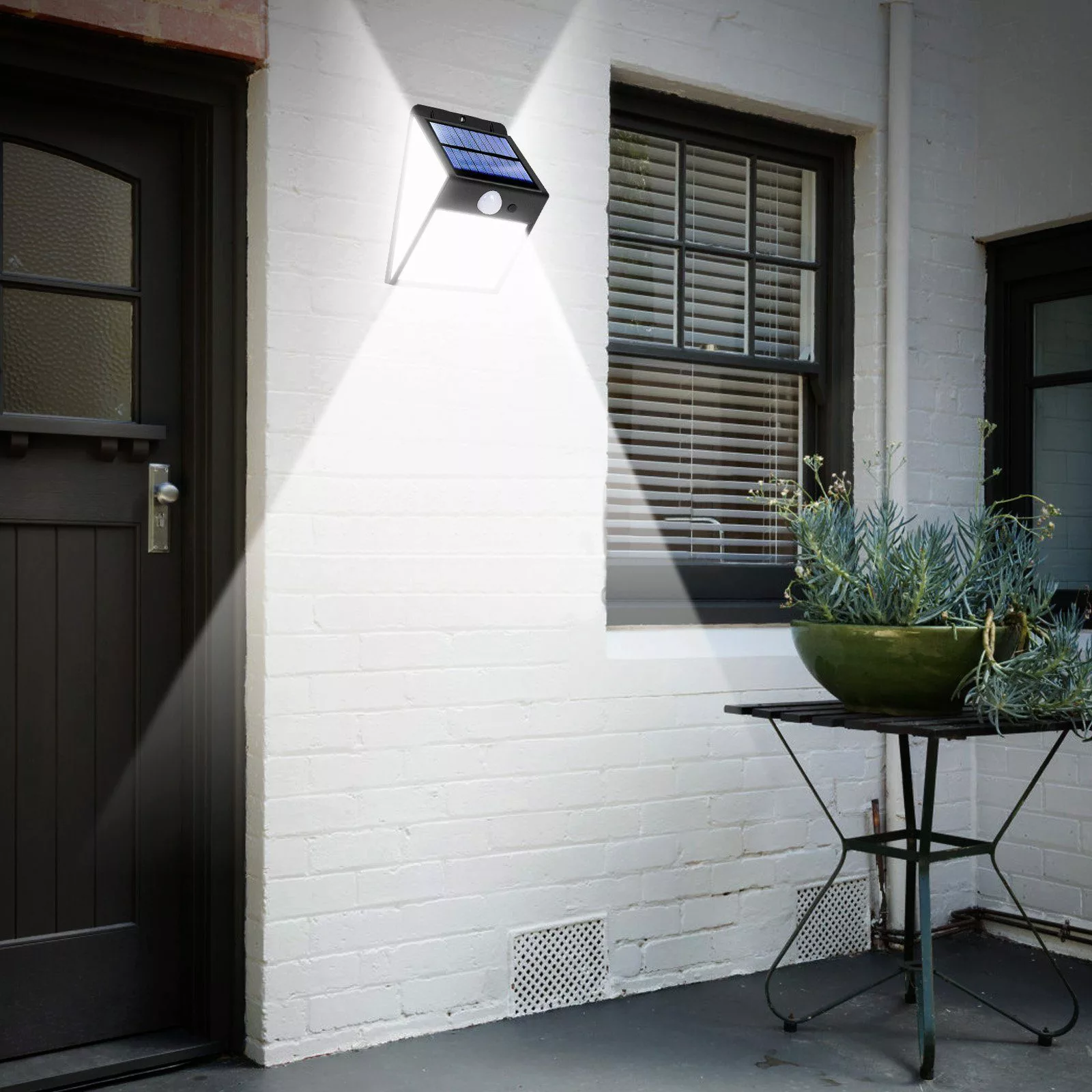 MUPOO LED Außen-Wandleuchte 128/170LED Solarleuchte 300°Weitwinkel günstig online kaufen