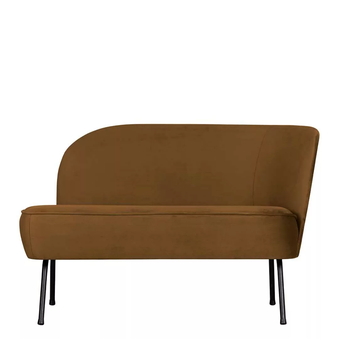 Wohnzimmer Sofa Retro Samt in Honigfarben Vierfußgestell aus Metall günstig online kaufen