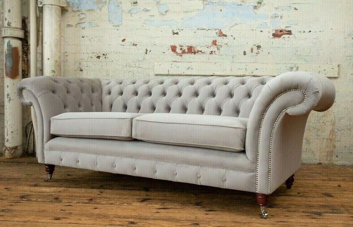 Xlmoebel Sofa Neu Weiße Chesterfield-Sitzgarnitur mit 3-Sitzer-Polstersofa günstig online kaufen