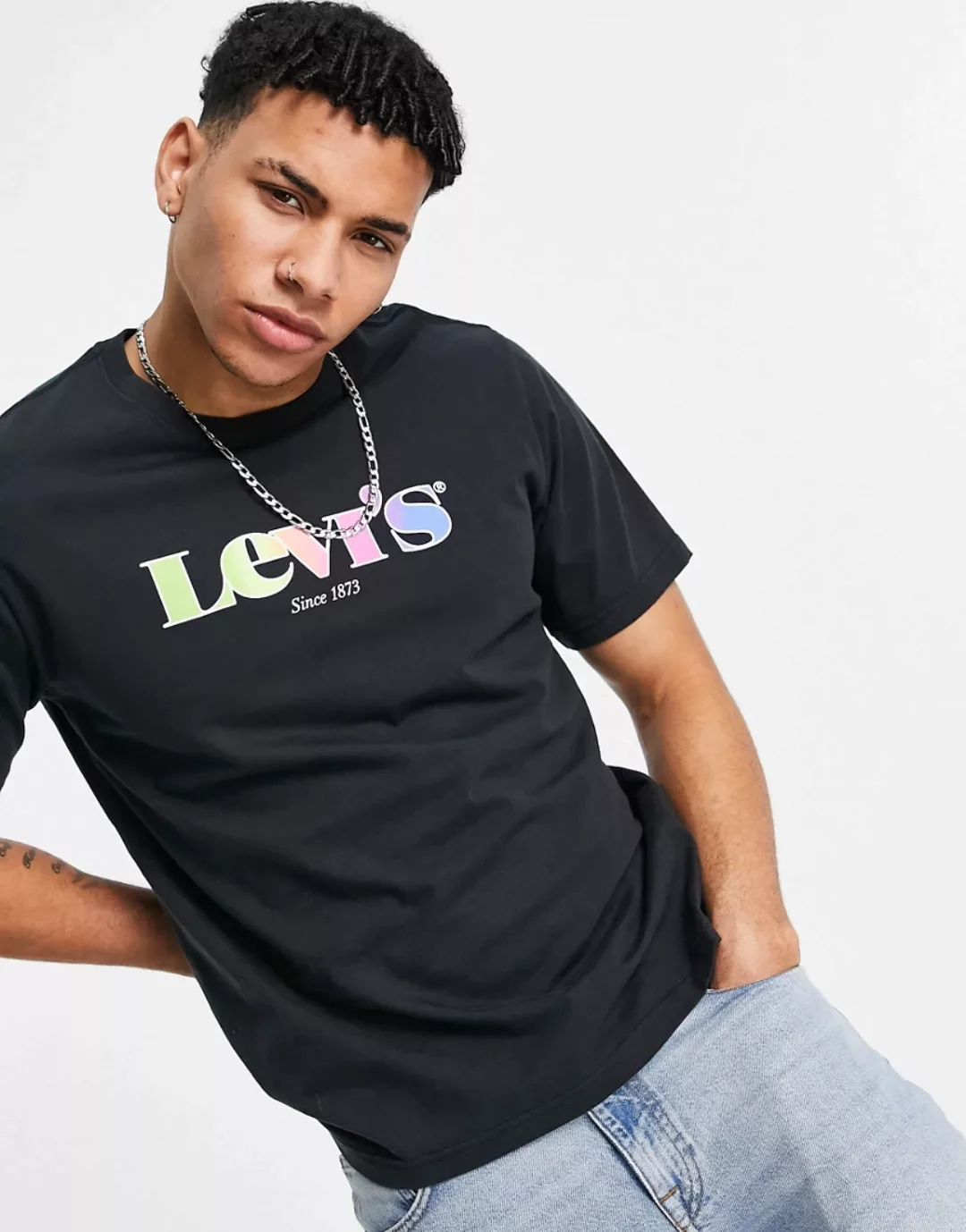 Levi's – Youth – Lockeres T-Shirt mit Modern Vintage-Umrisslogo in Kaviarsc günstig online kaufen