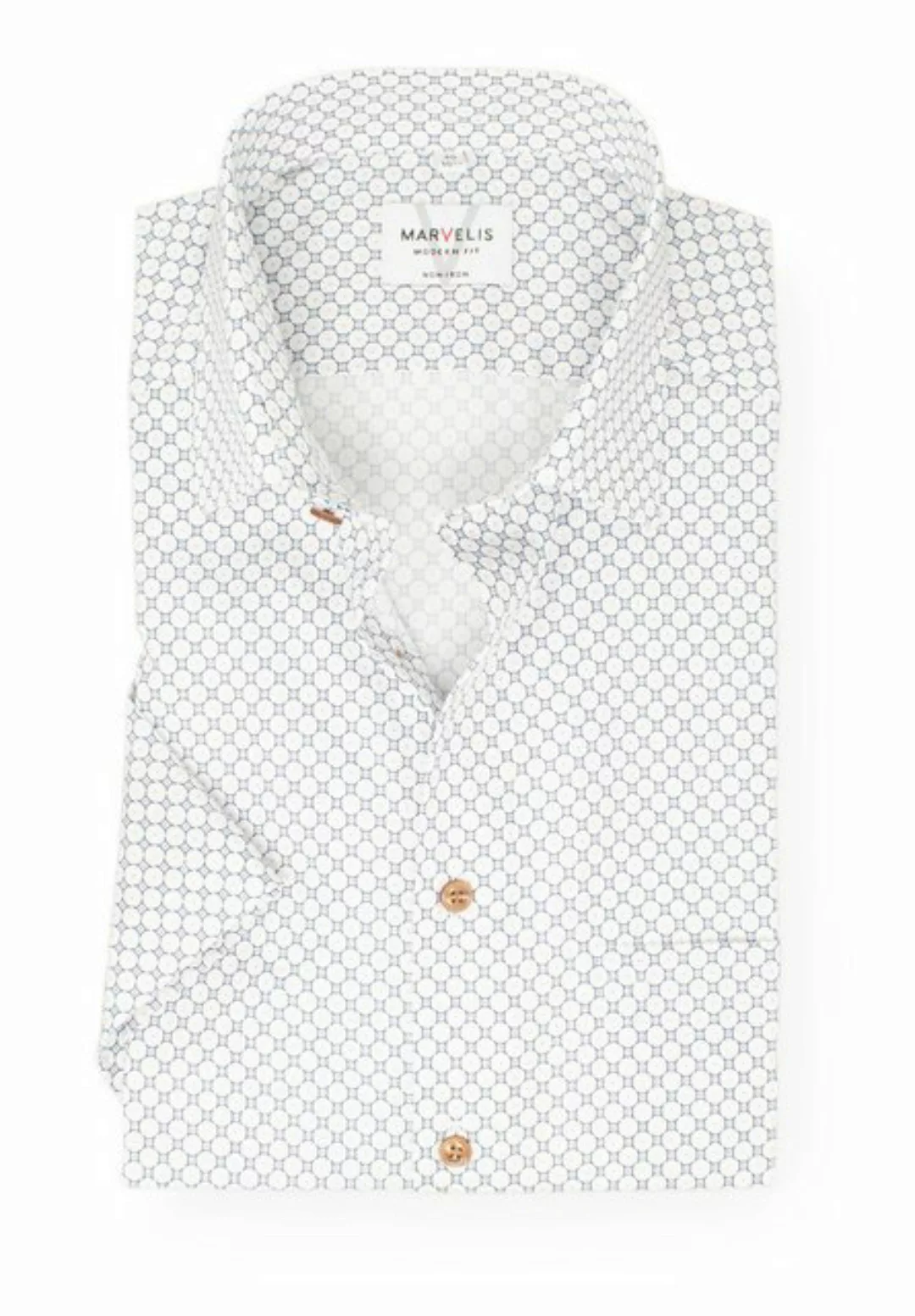 MARVELIS Kurzarmhemd Kurzarmhemd - Modern Fit - Muster - Weiß günstig online kaufen
