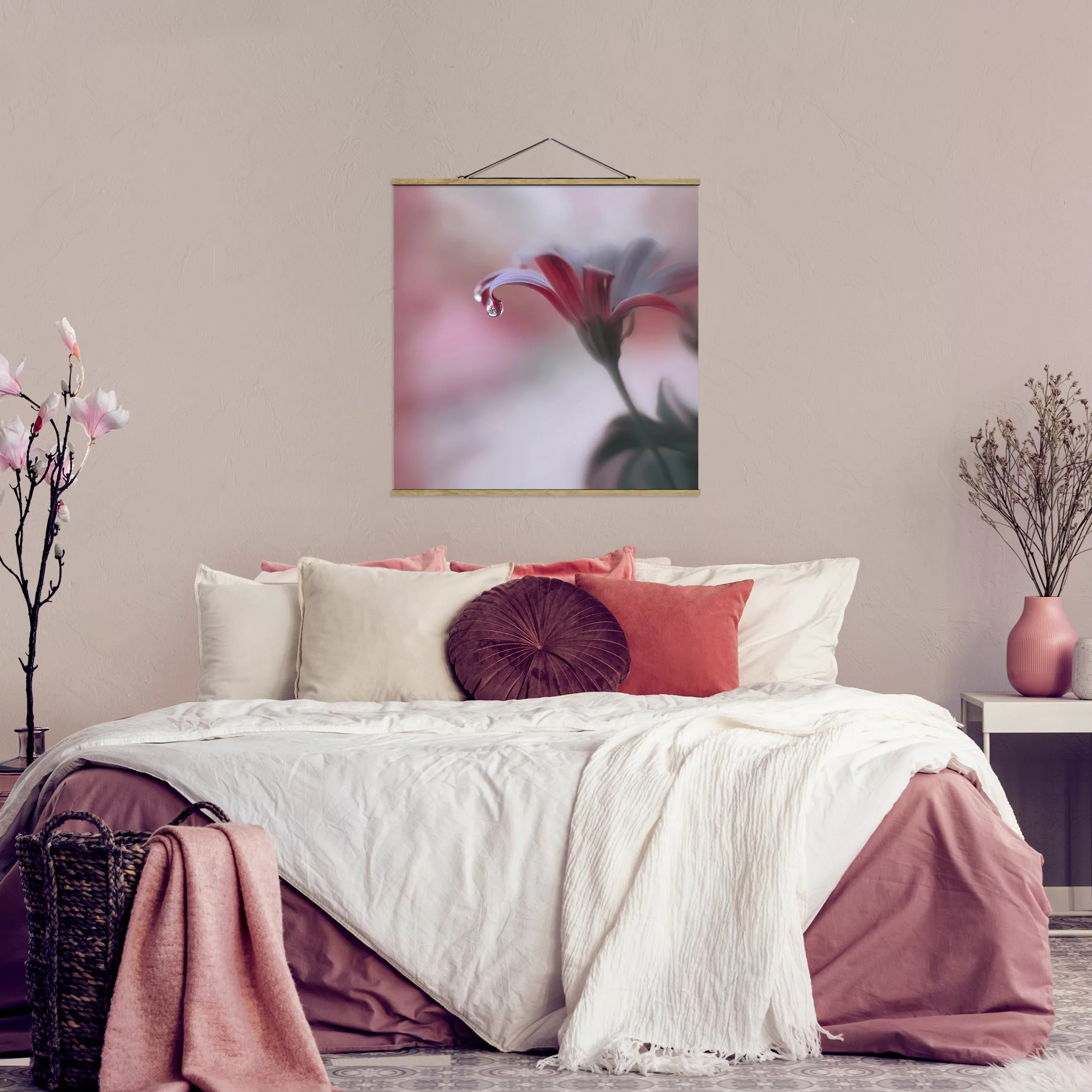 Stoffbild Blumen mit Posterleisten - Quadrat Invisible Touch günstig online kaufen
