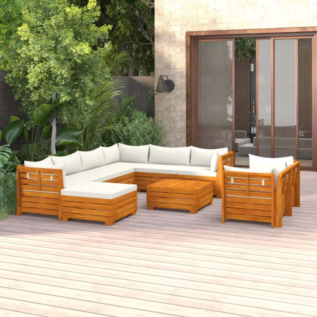 10-tlg. Garten-lounge-set Mit Kissen Massivholz Akazie günstig online kaufen