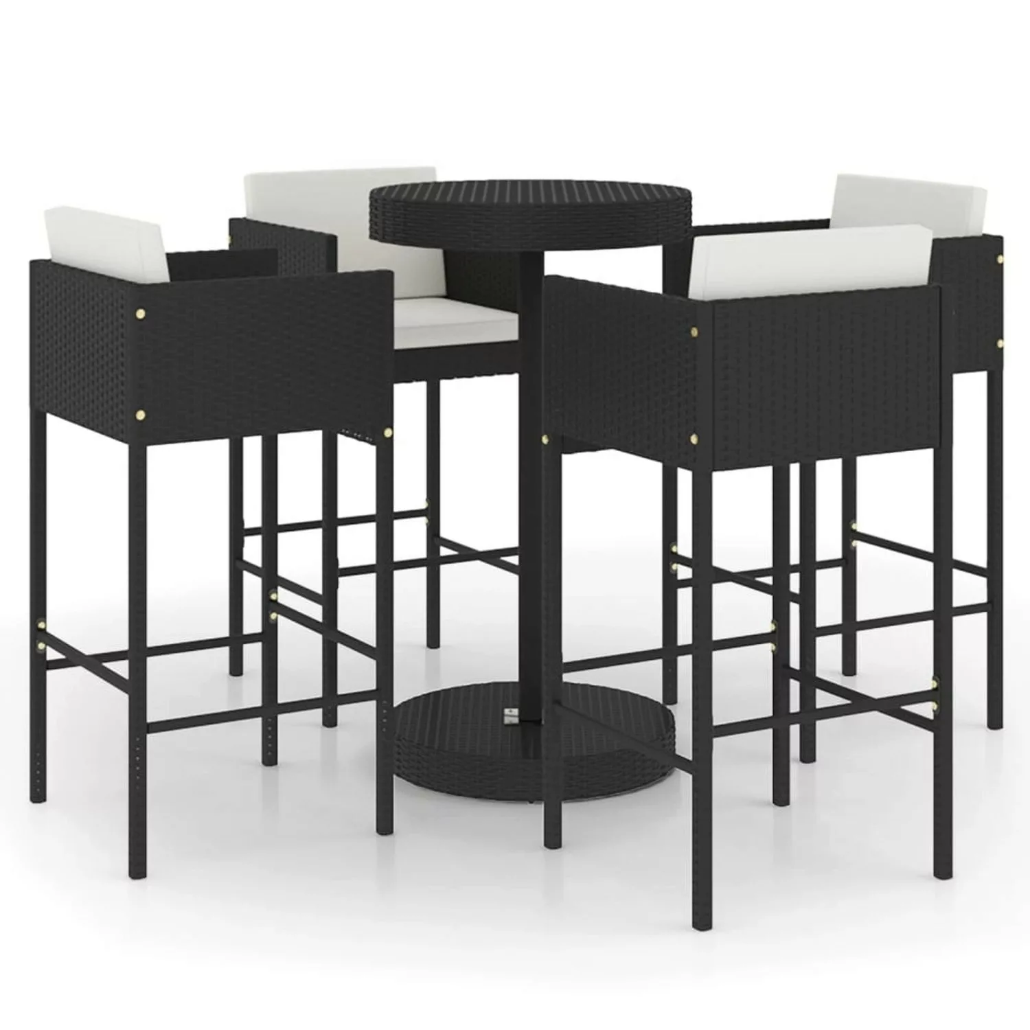 5-tlg. Gartenbar-set Mit Kissen Poly Rattan Schwarz günstig online kaufen