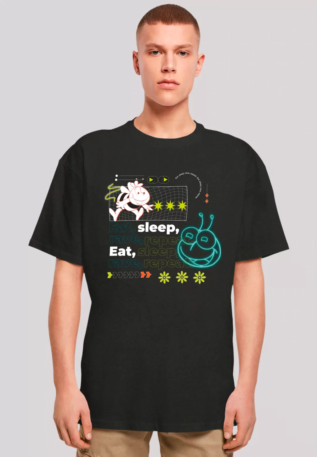 F4NT4STIC T-Shirt "Die Biene Maja Eat Sleep Rave Repeat", Retro, Heroes of günstig online kaufen