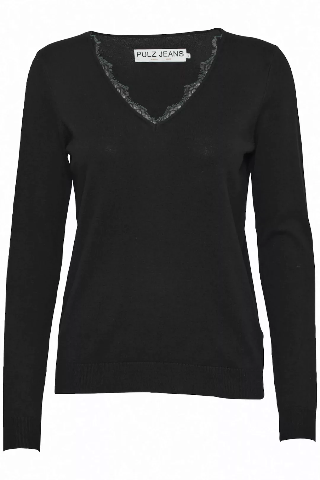 Pulz Jeans Strickpullover PZSARA V-Neck Lace Pullover - 50207566 günstig online kaufen