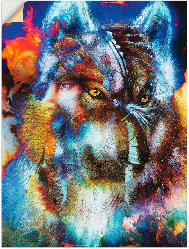 Artland Wandbild "Indischer Krieger mit Wolf", klassische Fantasie, (1 St.) günstig online kaufen