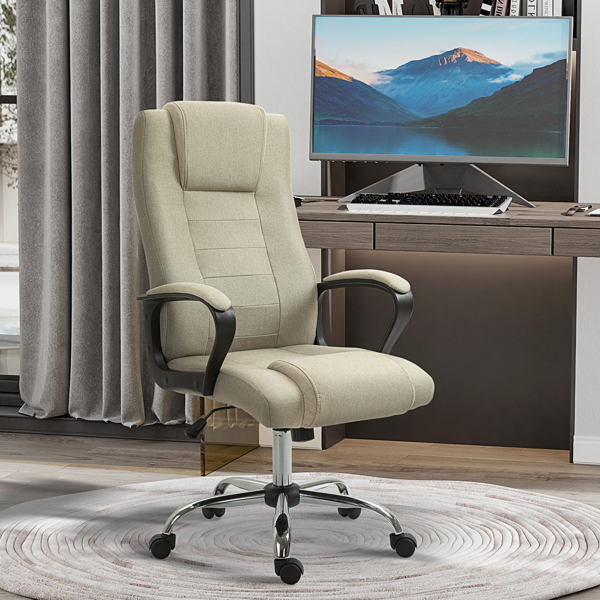 HOMCOM Bürostuhl mit Rollen, ergonomischer drehbarer Managerstuhl höhenvers günstig online kaufen