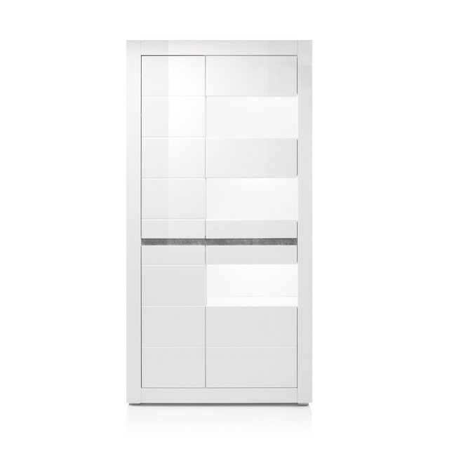 Lomadox Vitrine COGO-61 weiß Hochglanz inkl. LED 100x198x35cm günstig online kaufen