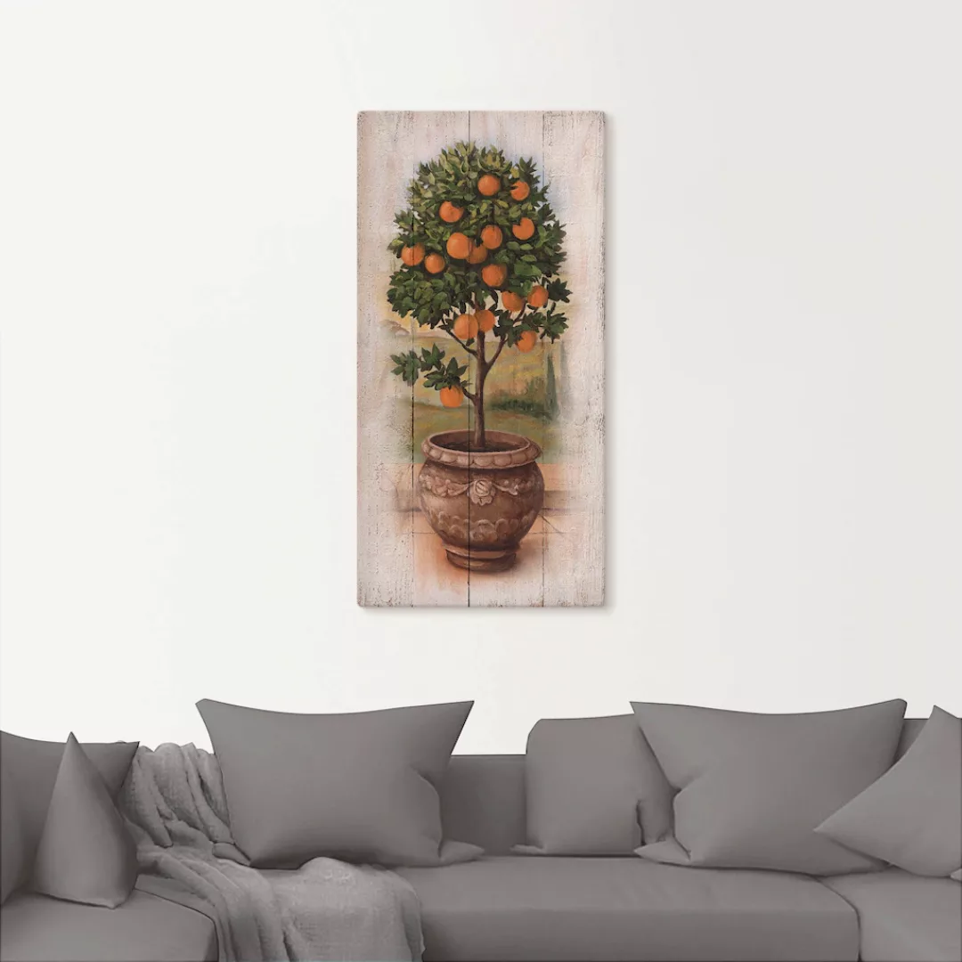 Artland Leinwandbild "Orangenbaum mit Holzoptik", Bäume, (1 St.), auf Keilr günstig online kaufen