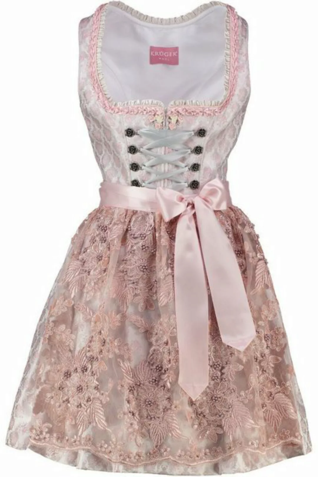 Krüger Madl Dirndl Dirndl 'Lia' mit Spitzenschürze 415767, Rose 50cm günstig online kaufen