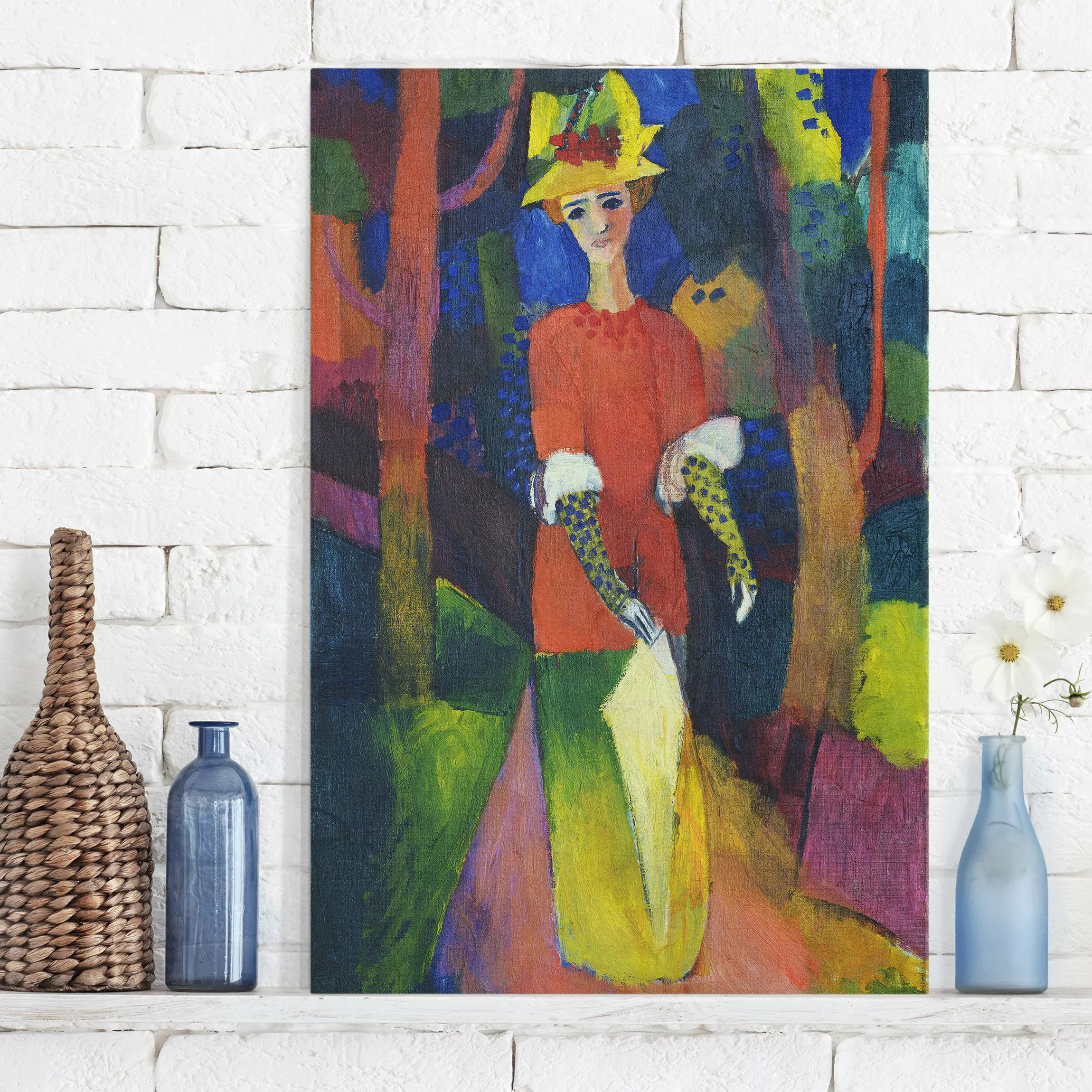 Leinwandbild - Hochformat August Macke - Dame im Park günstig online kaufen