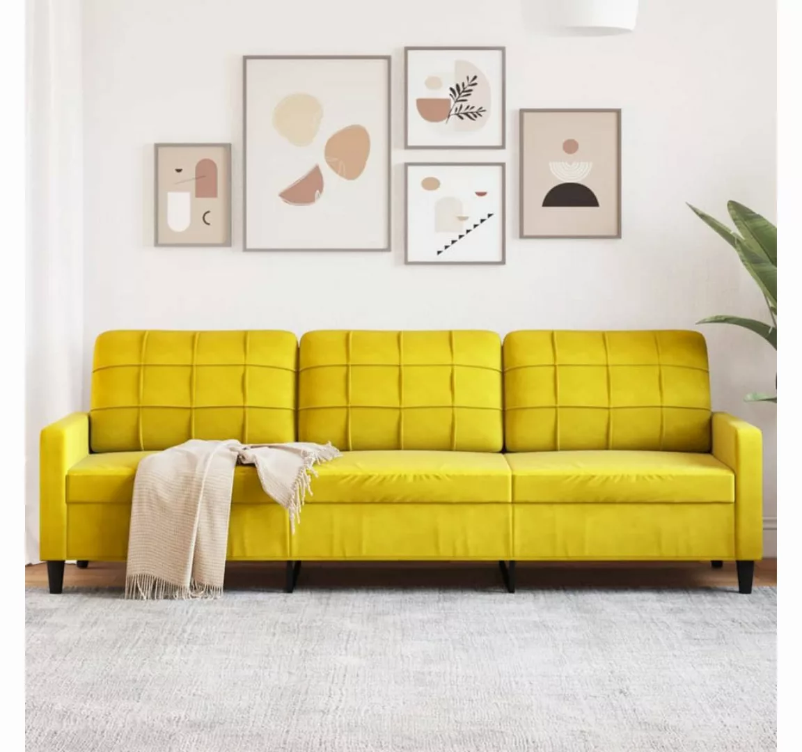 vidaXL Sofa Sofa/ 2-Sitzer/ 3-Sitzer Samt, 210 cm, Gelb günstig online kaufen