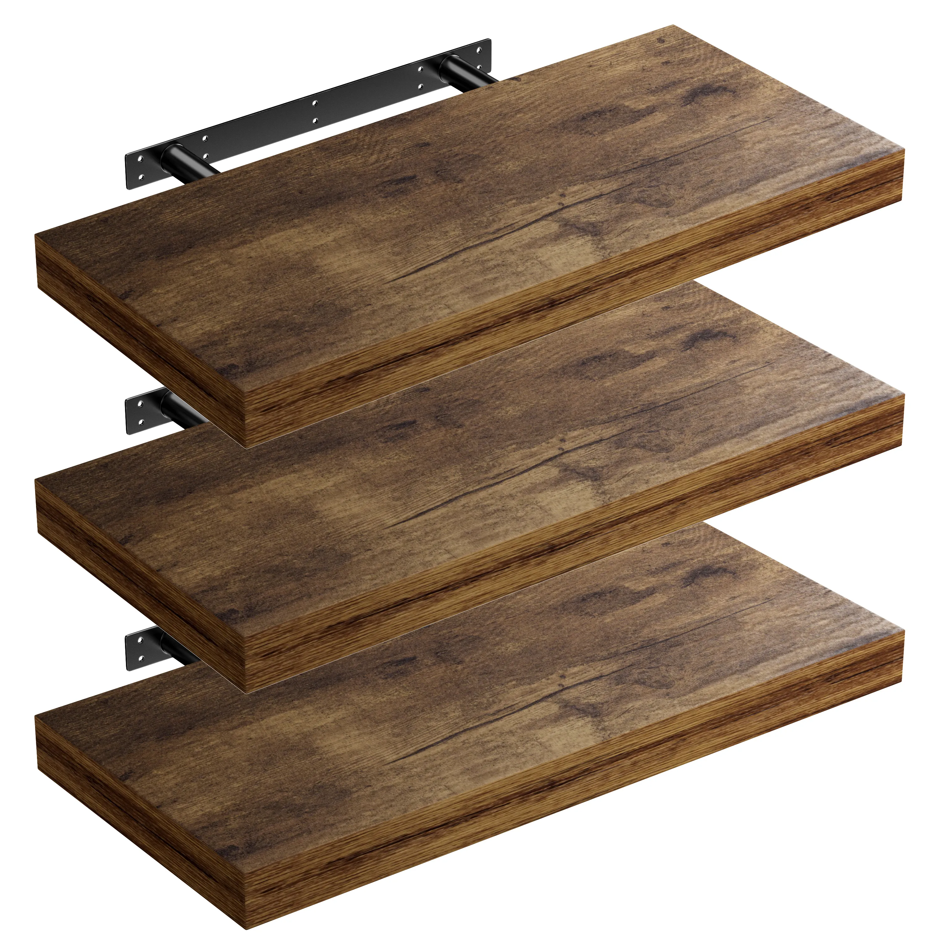 Wandregal Schweberegal 50cm 3er-Set Dunkle Eiche + Halterung günstig online kaufen