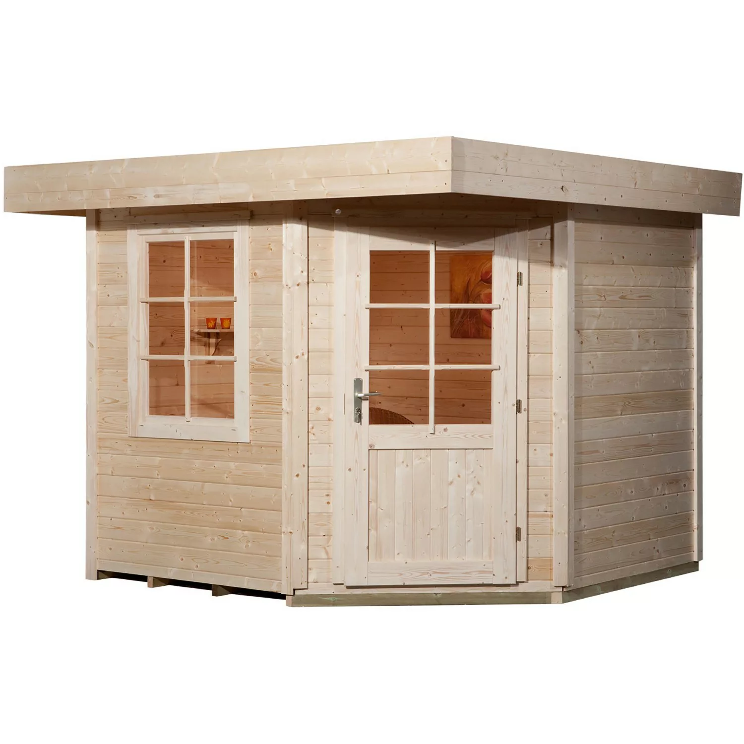 Weka Holz-Gartenhaus Flachdach Unbehandelt 238 cm x 278 cm günstig online kaufen