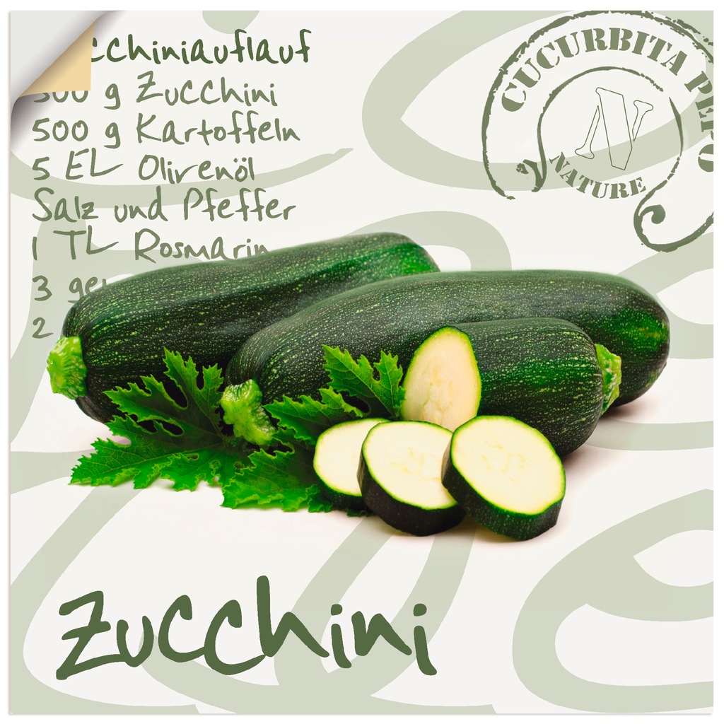 Artland Wandbild »Angeschnittene Zucchini«, Lebensmittel, (1 St.), als Alub günstig online kaufen