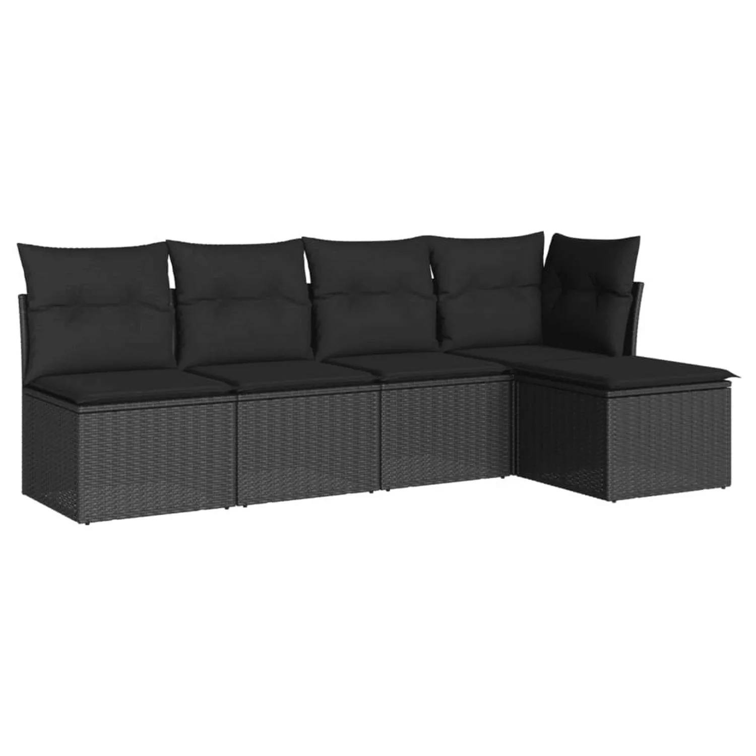 vidaXL 5-tlg Garten-Sofagarnitur mit Kissen Schwarz Poly Rattan Modell 20 günstig online kaufen