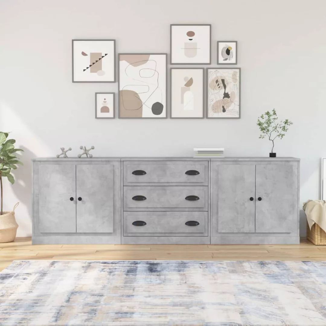 Vidaxl Sideboards 3 Stk. Betongrau Holzwerkstoff günstig online kaufen