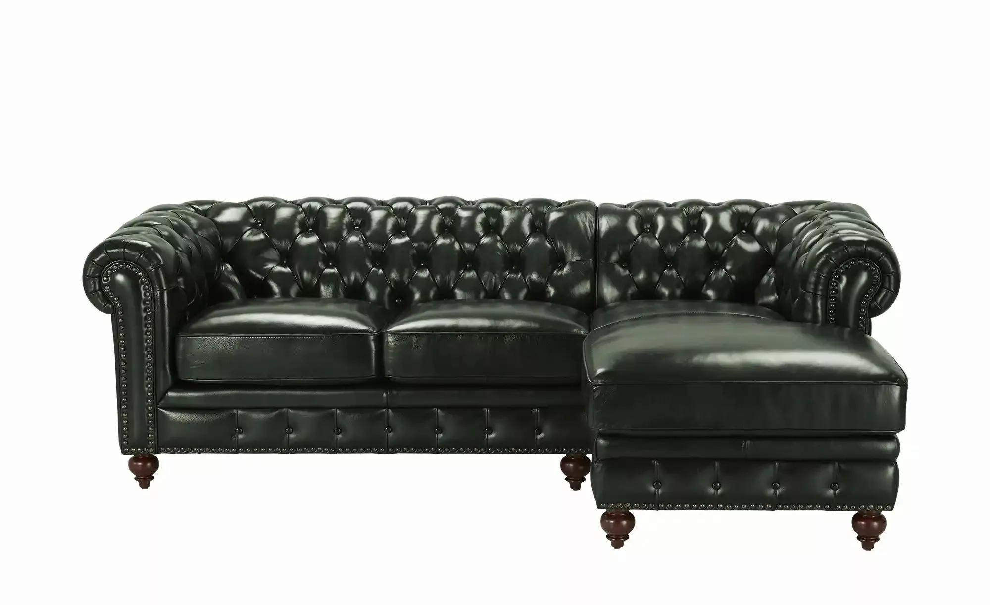 uno Ecksofa Bezug aus Echtleder Chesterfield ¦ grün ¦ Maße (cm): B: 251 H: günstig online kaufen