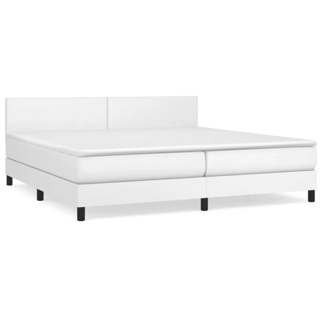 Vidaxl Boxspringbett Mit Matratze Weiß 200x200 Cm Kunstleder günstig online kaufen