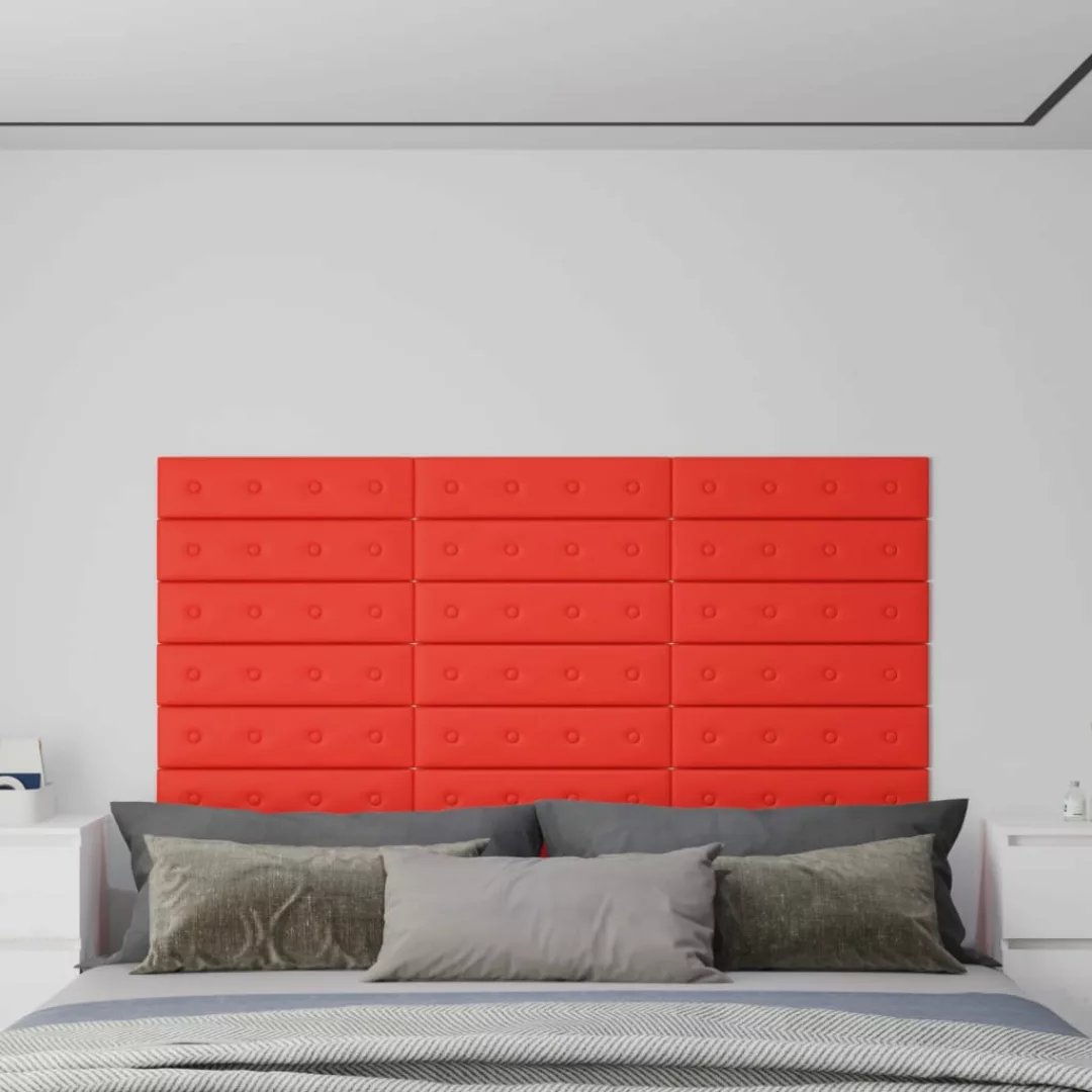 Vidaxl Wandpaneele 12 Stk. Rot 60x15 Cm Kunstleder 1,08 M² günstig online kaufen