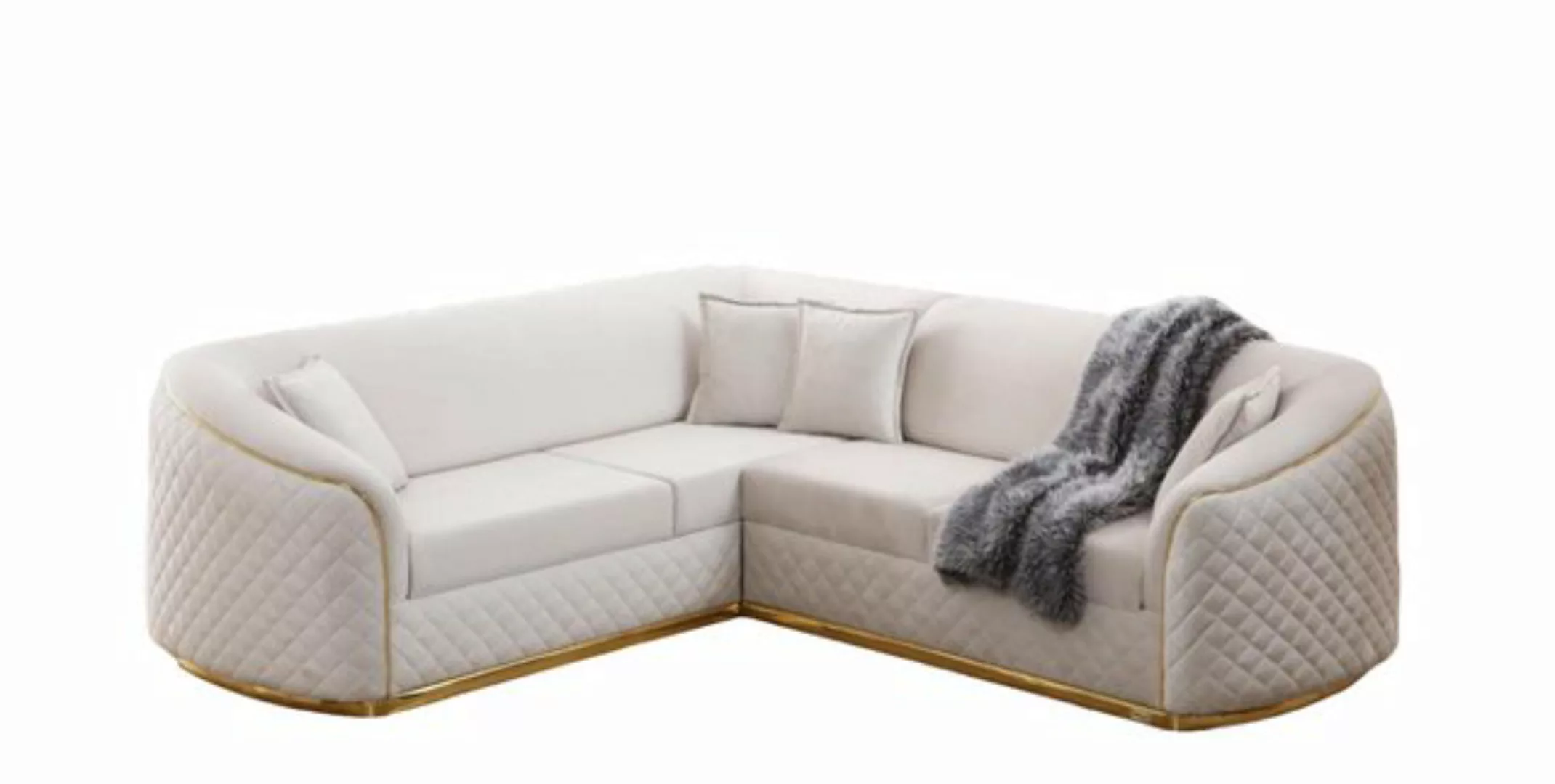 Xlmoebel Ecksofa Helle Lounge-Eckgarnitur Wohnzimmer Sofa Textil-Ecke Couch günstig online kaufen