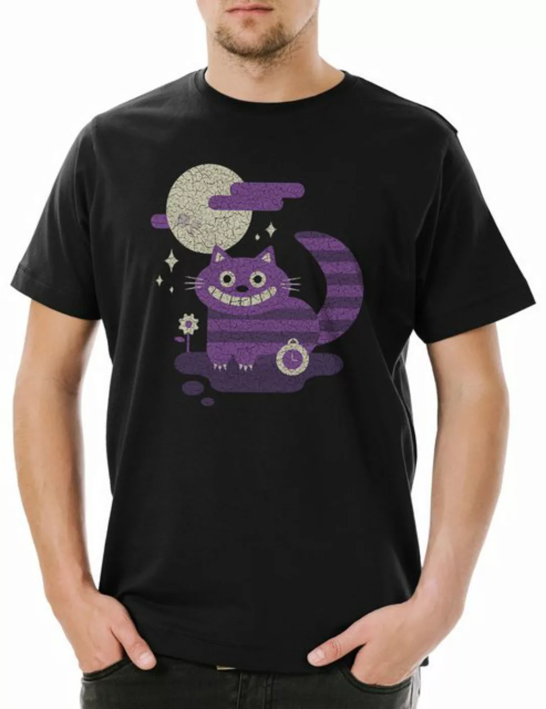 Urban Backwoods Print-Shirt Cheshire Cat Herren T-Shirt Alice Cat im Cats i günstig online kaufen