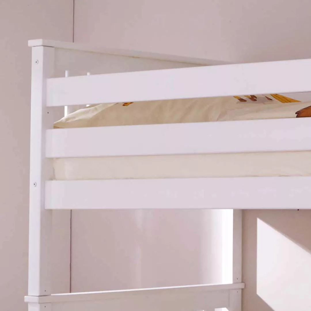 Stockbett in Weiß Kiefer massiv Schubladen günstig online kaufen
