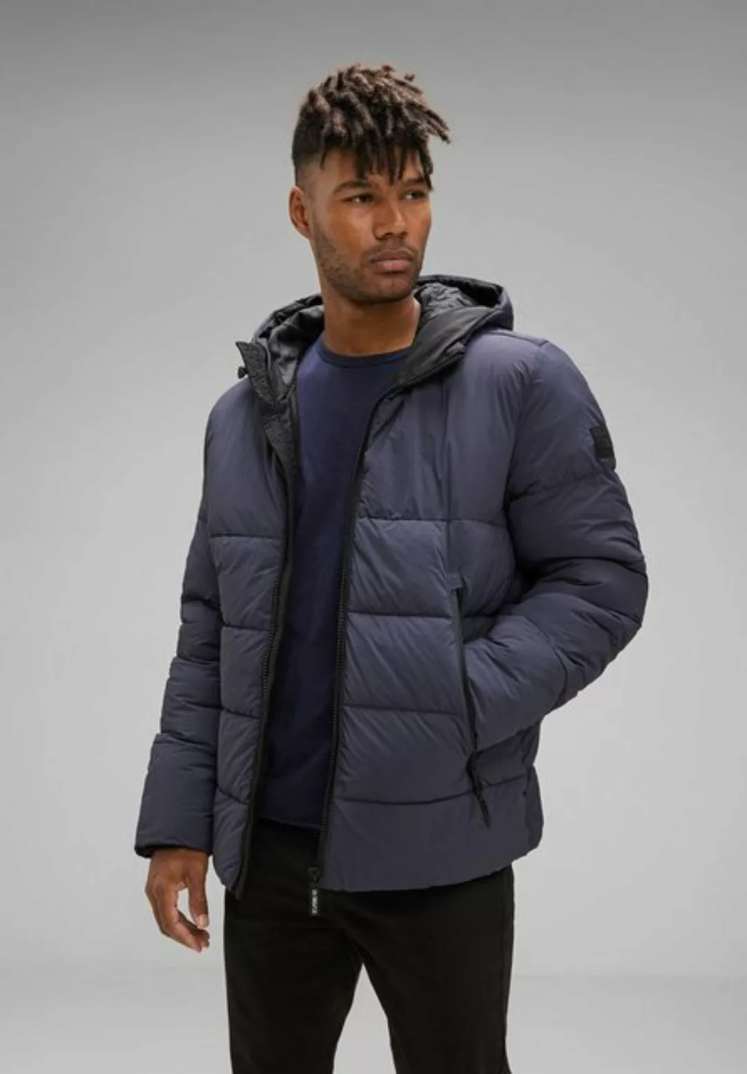 STREET ONE MEN Steppjacke, mit Kapuze, in Unifarbe günstig online kaufen