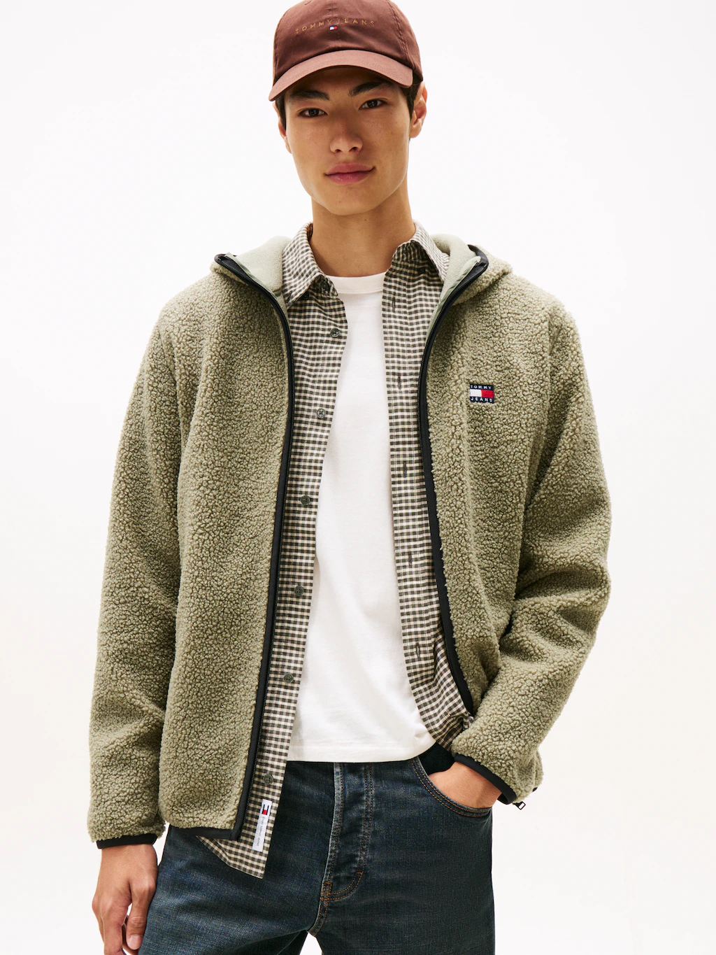 Tommy Jeans Plüschjacke "TJM REG BADGE TEDDY ZIP TRU EXT", mit Kapuze, Frei günstig online kaufen