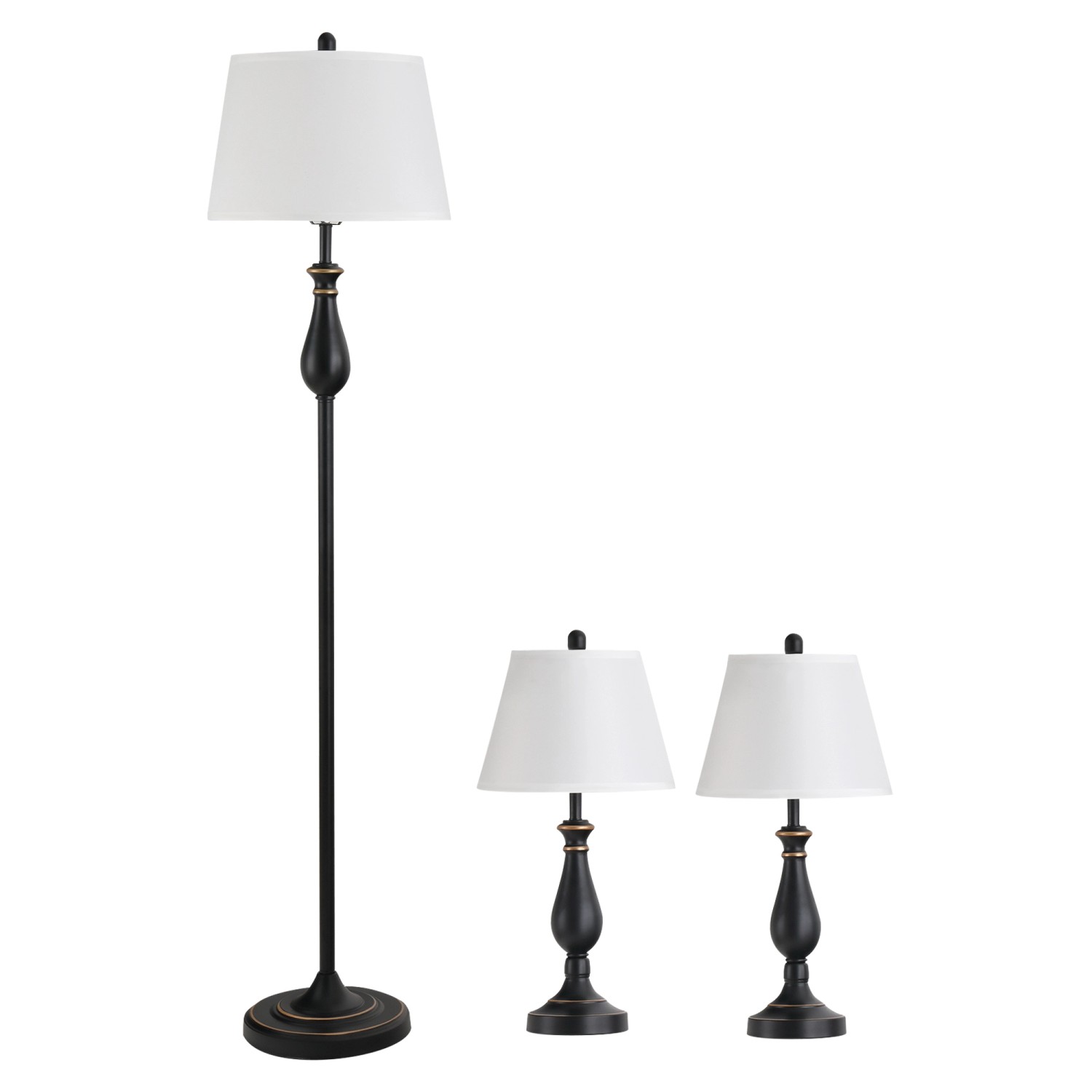 HOMCOM Stehlampe 3er- Lampenset 2 Tischlampen günstig online kaufen
