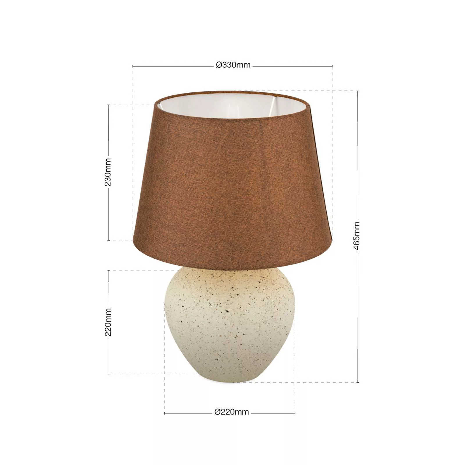 Tischlampe Masai, creme/braun, Höhe 46,5 cm, Keramik/Leinen günstig online kaufen