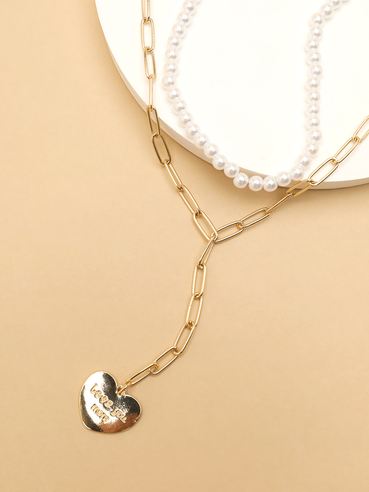 Halskette mit Kunstperlen-Herz-Anhänger günstig online kaufen