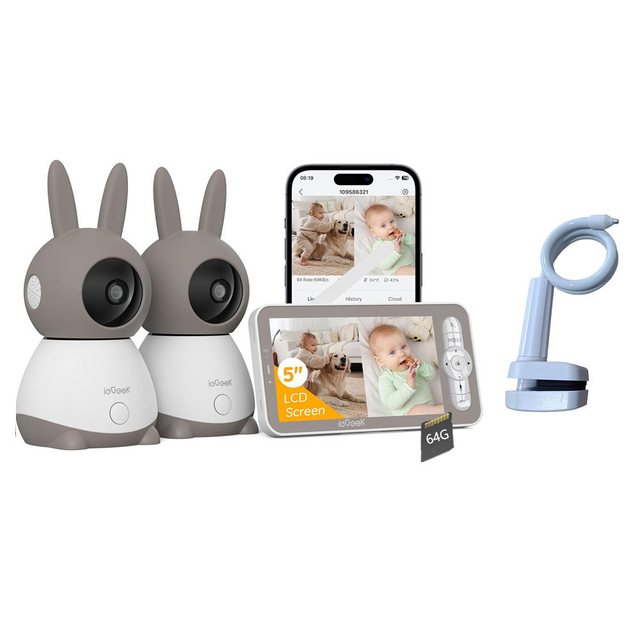 ieGeek Babyphone Babyphone mit 2 Kamera 2K/3MP 5 Zoll mit Halterung mit 64G günstig online kaufen