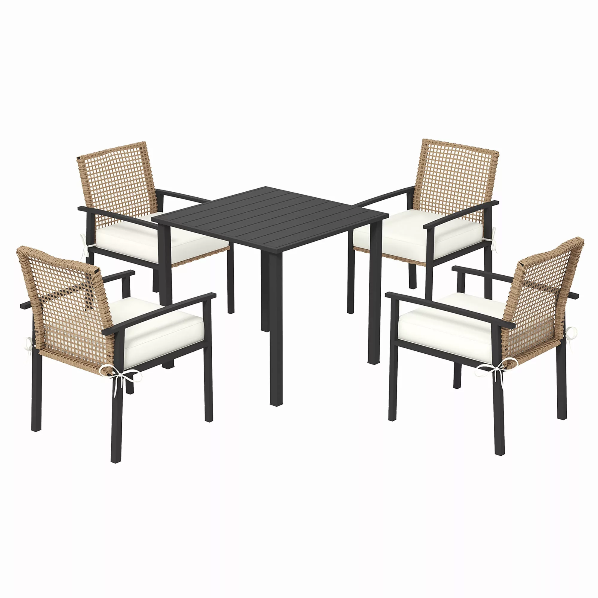 Outsunny Rattan Sitzgruppe, 5-tlg. Gartenmöbel Set, Balkonset für 4 Persone günstig online kaufen