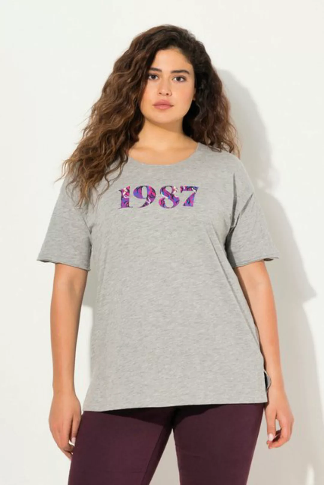 Ulla Popken T-Shirt T-Shirt Zahlen Oversized Rundhals Halbarm günstig online kaufen