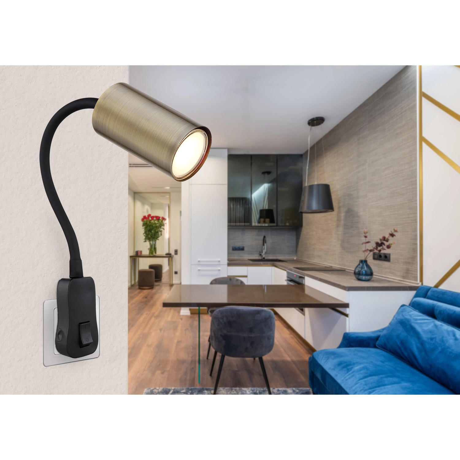Globo Wandlampe Robby 1-flammig Schwarz matt 55 x 430 mm günstig online kaufen