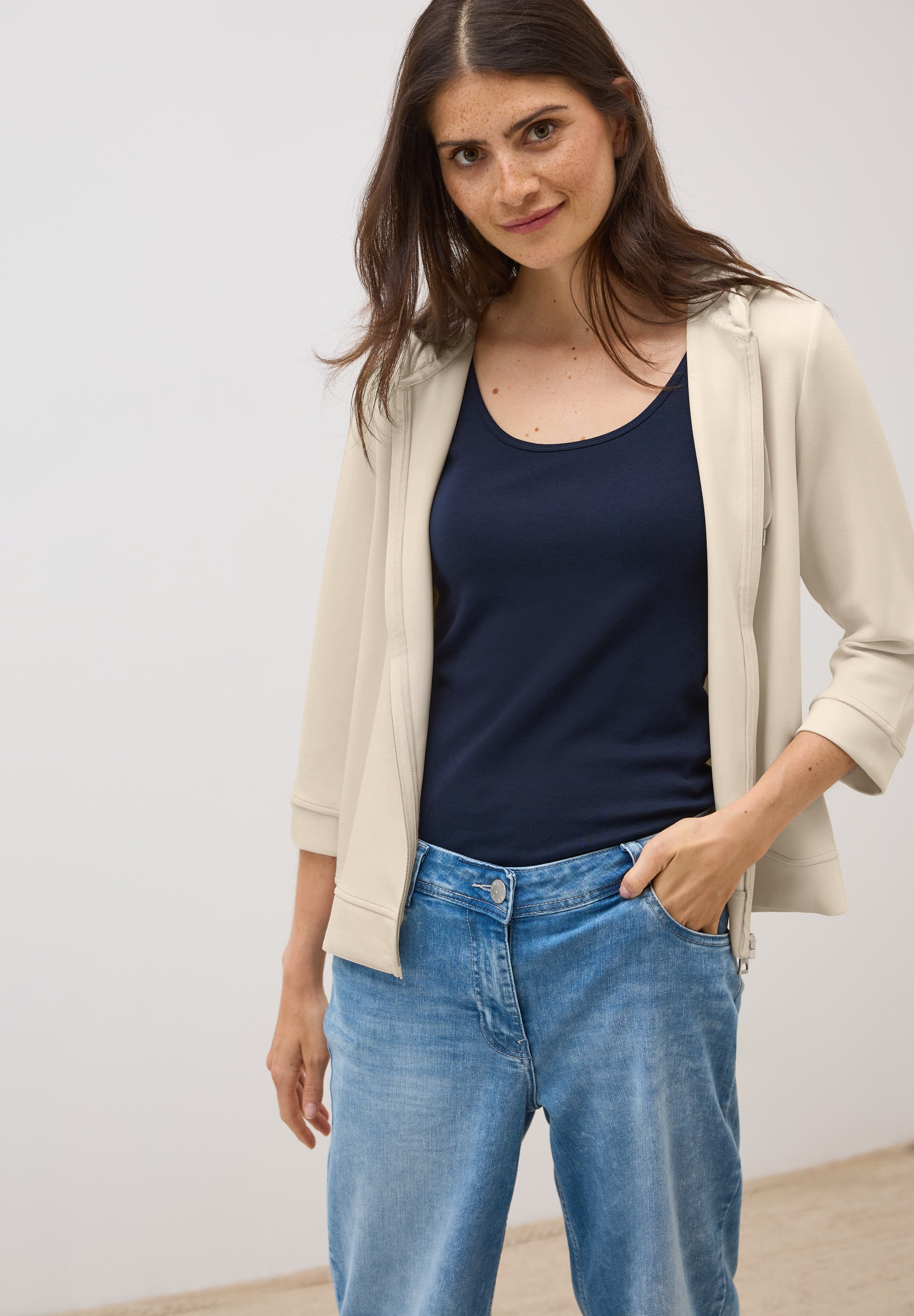 Cecil Kapuzensweatjacke, 3/4-Arm günstig online kaufen