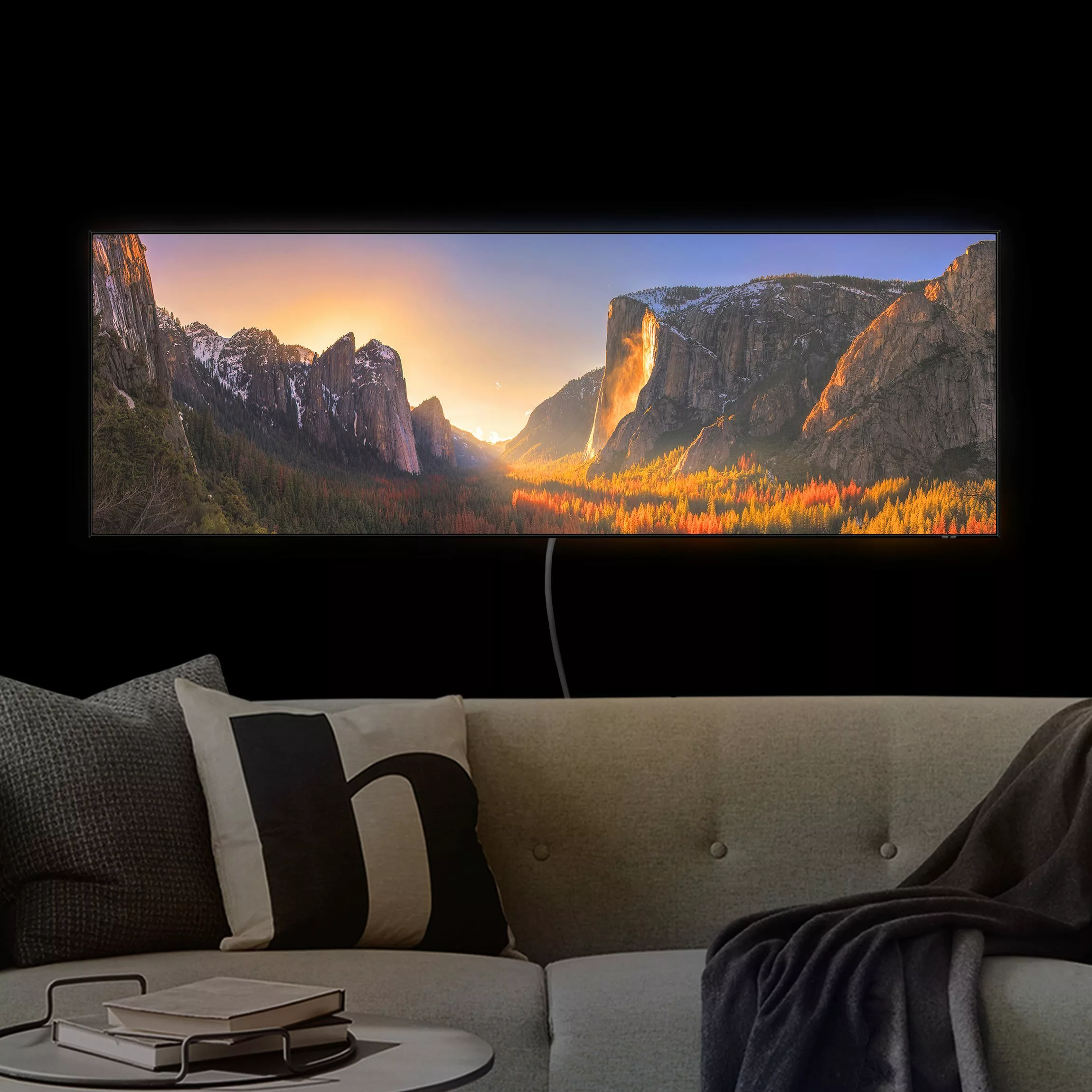 LED-Wechselbild Sonnenuntergang im Yosemite günstig online kaufen