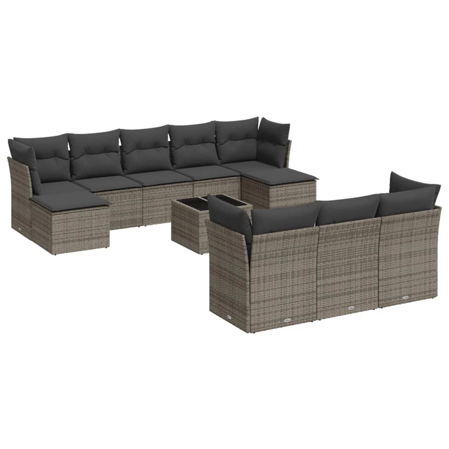 vidaXL 11-Tlg Garten-Sofagarnitur mit Kissen Grau Poly Rattan 3218340 günstig online kaufen