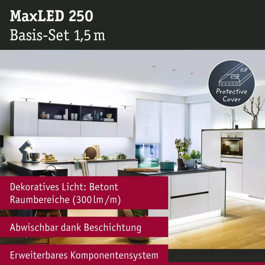 LED Strip MaxLED Starterset in Silber 6W 360lm IP44 6500K 1500mm günstig online kaufen